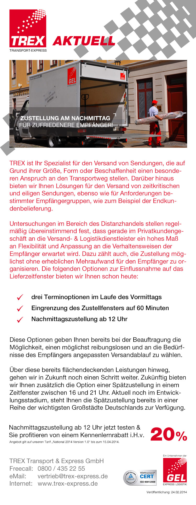 TREX Transport und Express VERSAND VON STÜCKGUT, EXPRESSSENDUNGEN