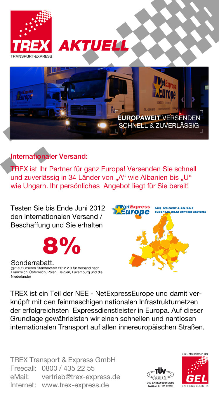 TREX Transport und Express VERSAND VON STÜCKGUT, EXPRESSSENDUNGEN
